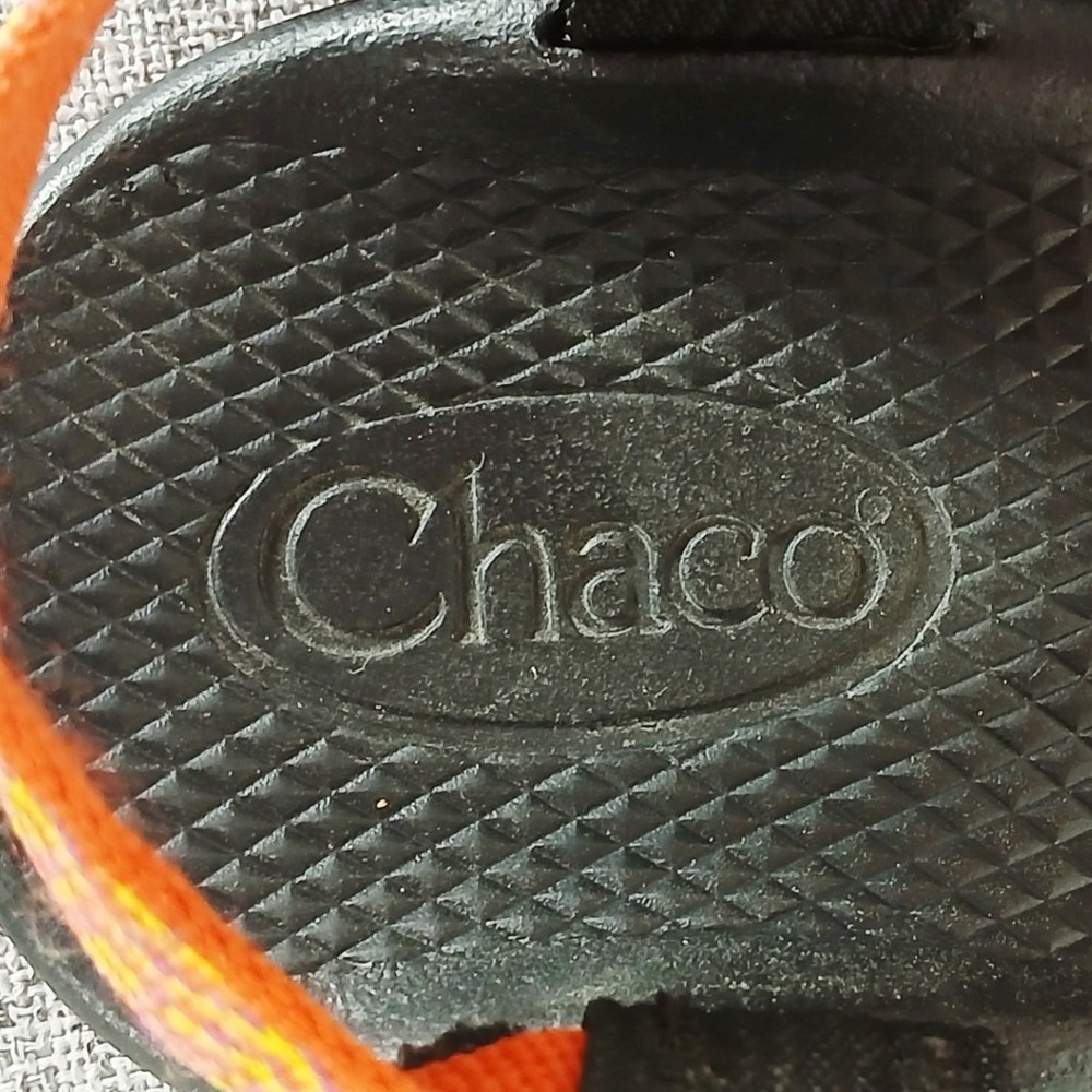 Chaco Z Cloud Womens Sandals Orange Yellow Chevron Double Strap Hiking Size 8 - Picture 11 of 13